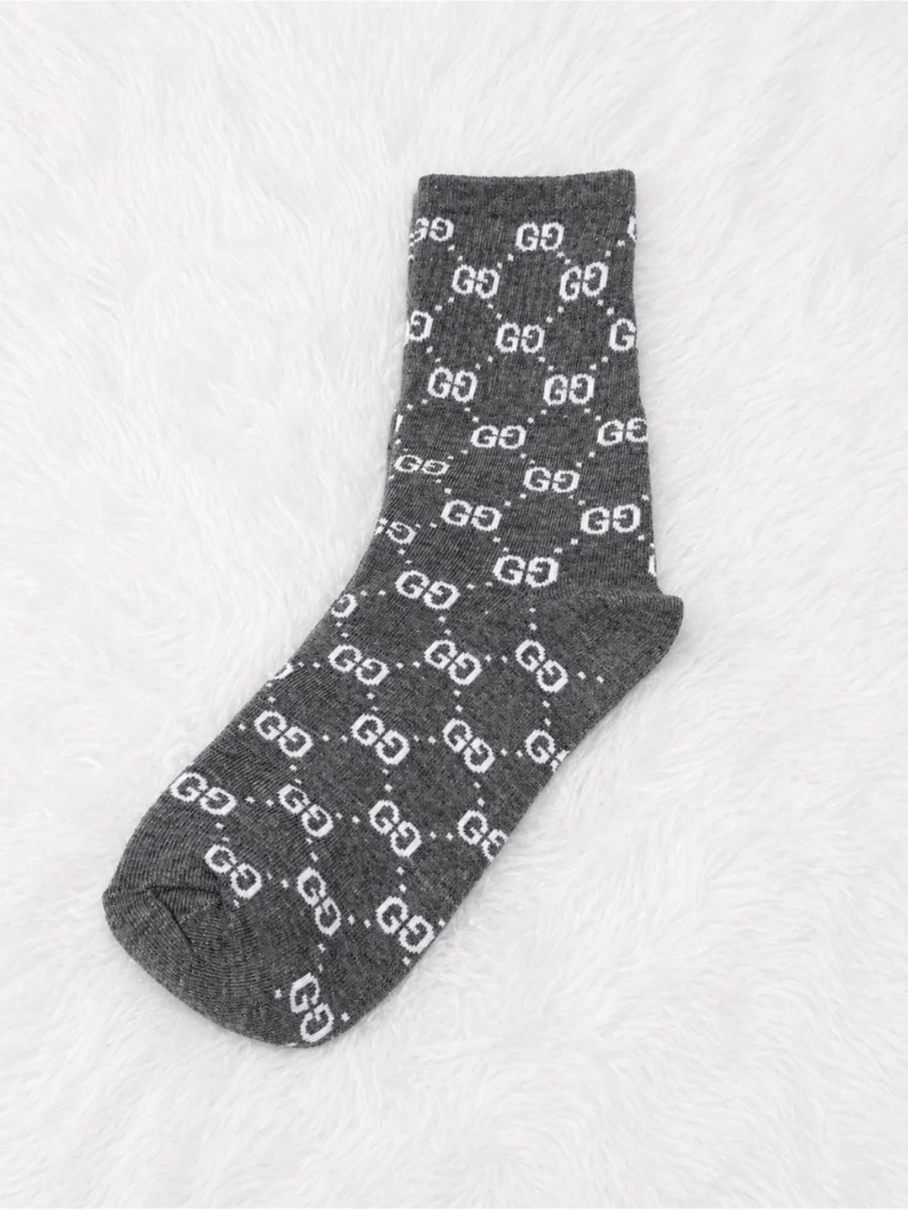 Gucci Gray GG Logo Crew Socks